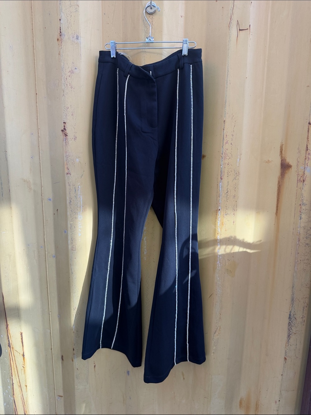 Tailored Black Flared Women’s Pants with Contrast Stitching